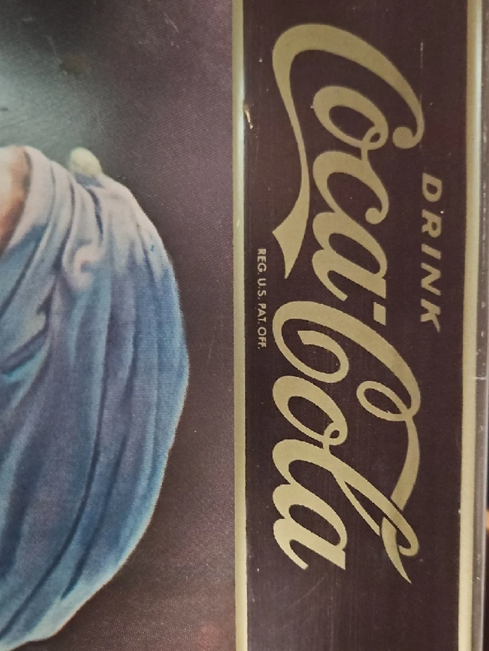 Coca-Cola Tray Featuring Woman in Blue Headscarf and White Fur
